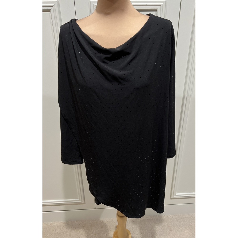 Clara Sun Woo Black Asymmetric Tunic Top Black‎ Sparkle Whimsigoth Minimalist